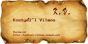 Kostyál Vilmos névjegykártya
